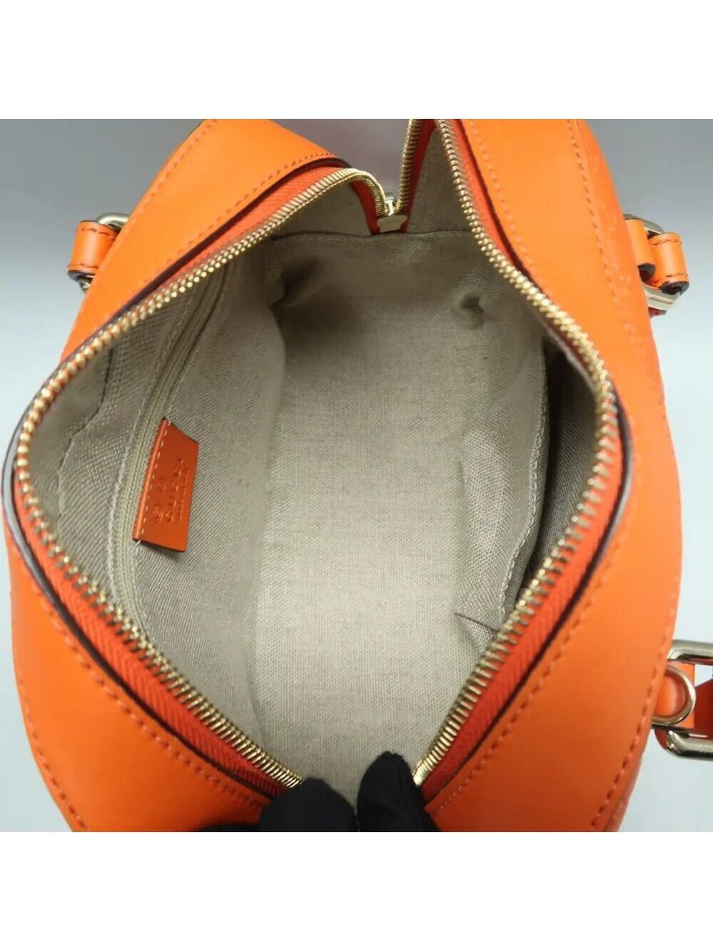GUCCI Orange Leather Satchel 665-060525 - Picture 10 of 12
